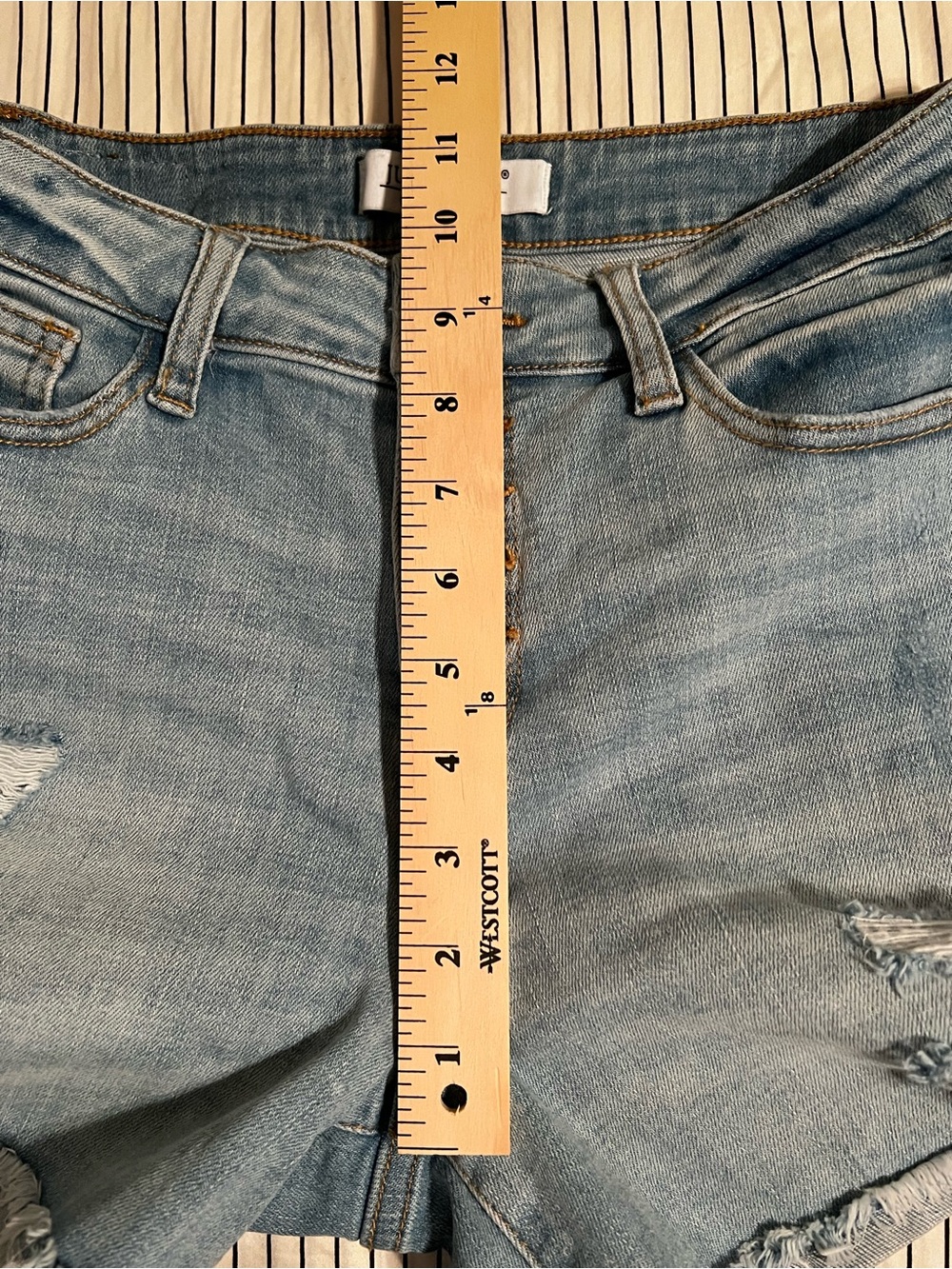 Judy Blue Light Blue Distressed High-Rise Jean Shorts, Size S - Picture 14 of 15